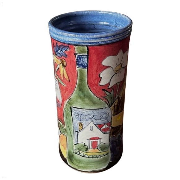 Handcrafted Stoneware Wine Chiller Cooler Bucket 10” Artisan Signed - Picture 1 of 6